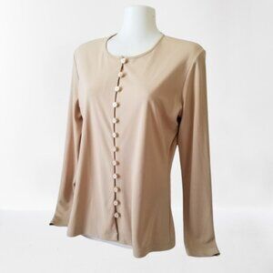 Patricia Jones Tunic Top w/Scoop Neck, Long Sleeves, Button-Down Front - Medium